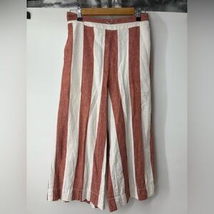 Madewell Red and White Striped Linen Blend Wide Leg Pants Medium